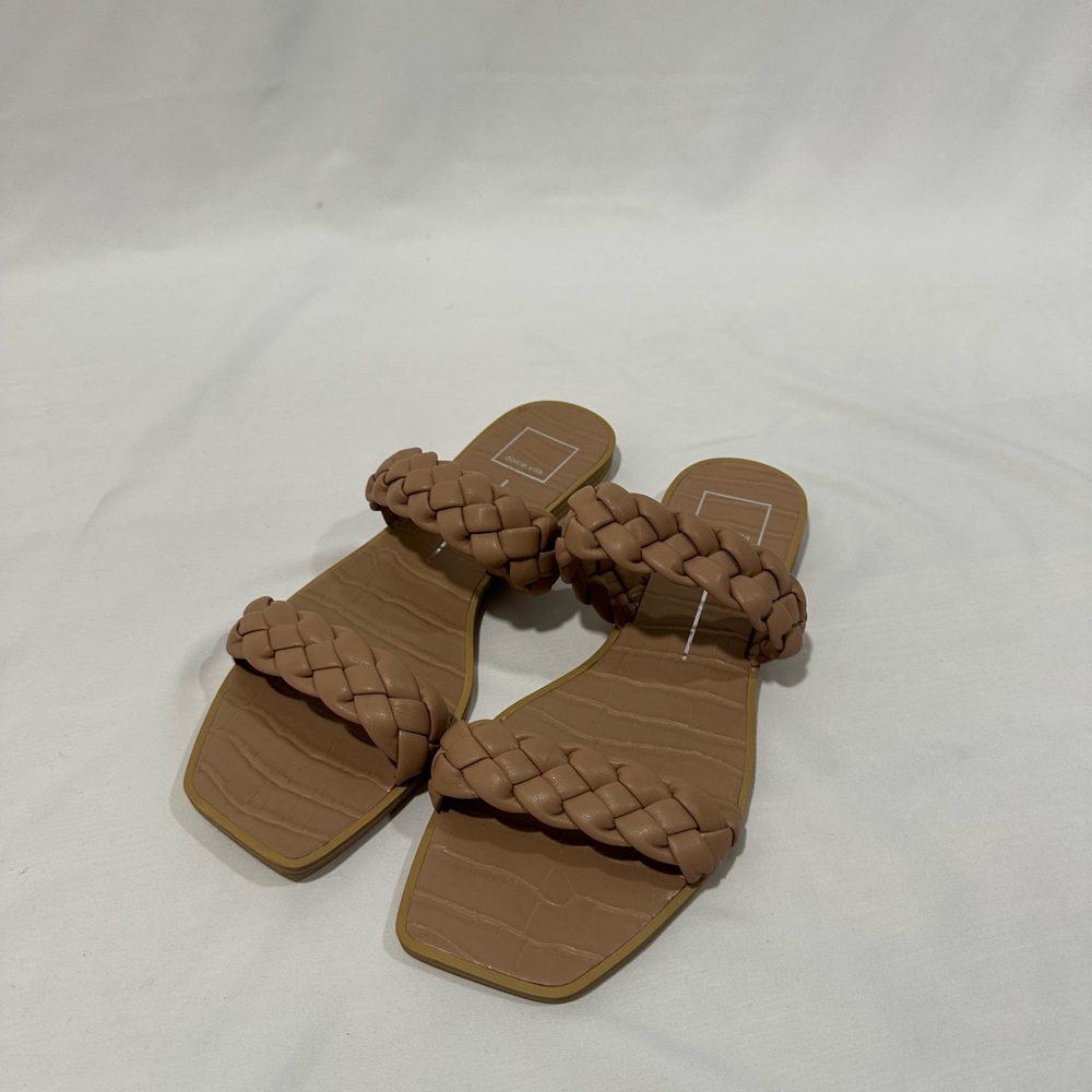 Dolce Vita Indy Braided Strap Flat Slide Sandal Caramel Stella Size 10